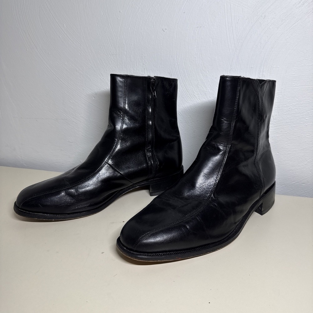 Florsheim Duke Side Zip Boots Black Bike Toe Ankle Dress Boots Sz 11 3E 1708701